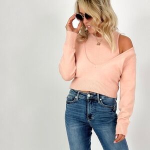 Double layer peach crop sweater